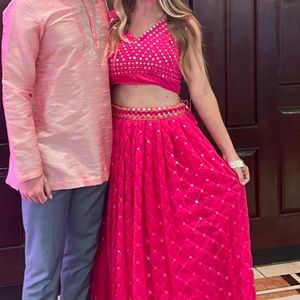 Hot pink Lehenga with dupatta